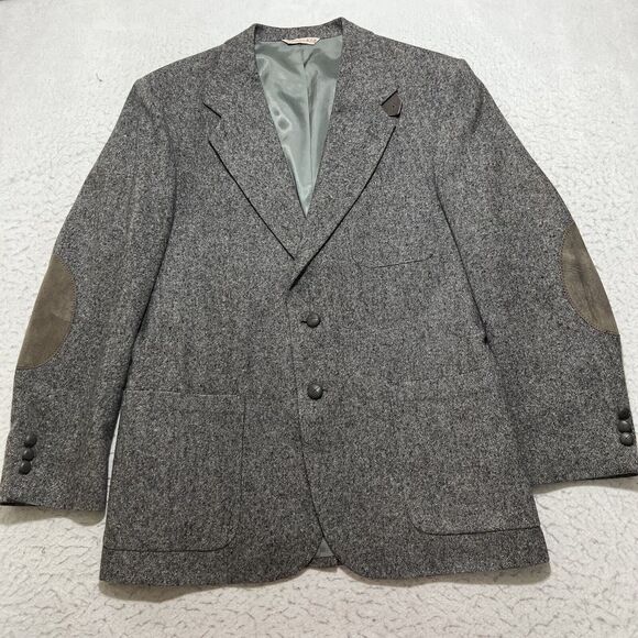 Options by Stafford Men's 42 Regular Tweed Virgin Wool Sport Coat Elbow Pads
